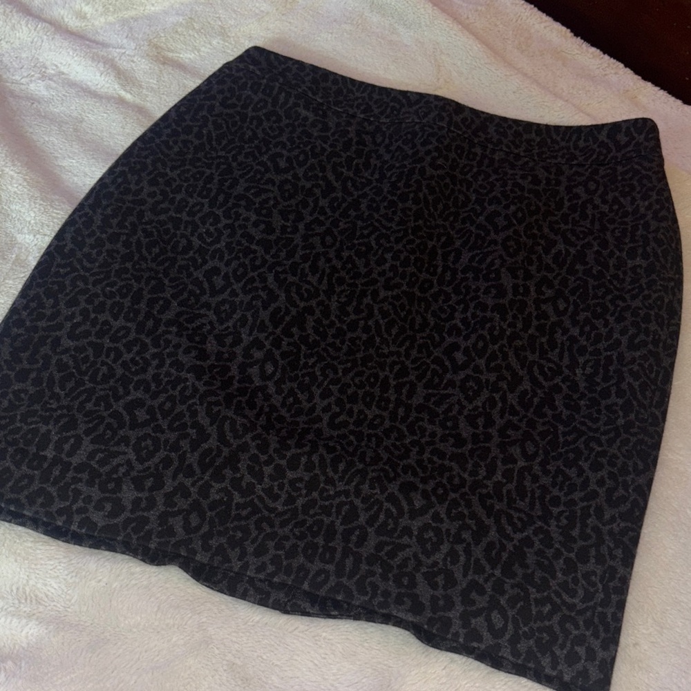 LOFT Black Leopard Mini Skirt